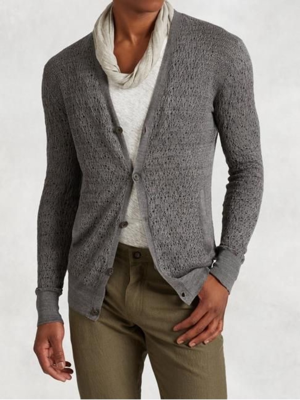 John Varvatos Collection Linen Cotton Cardigan Small